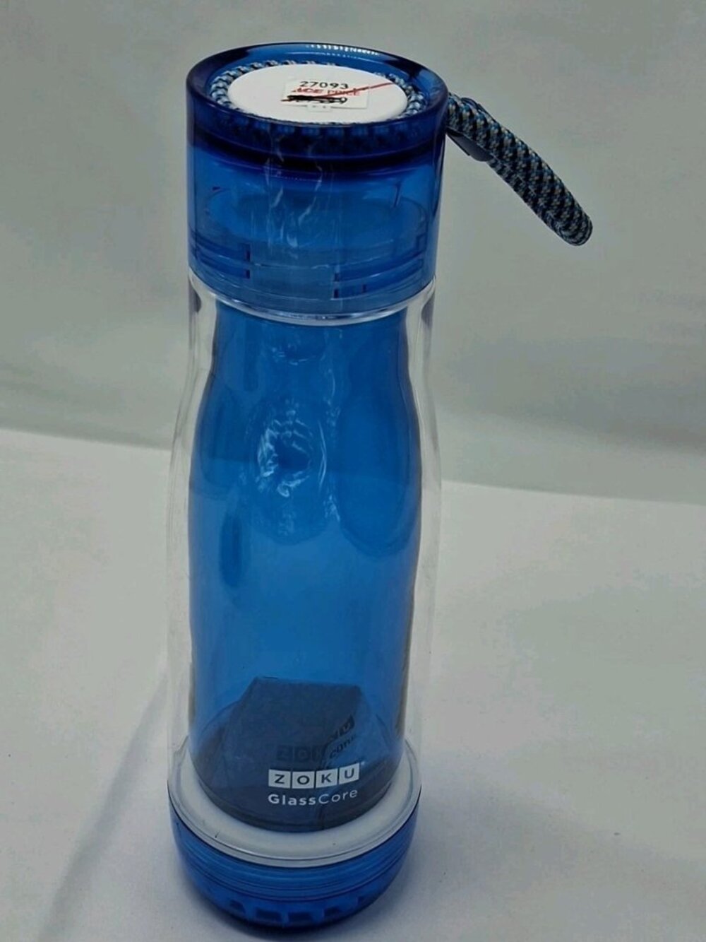 Zoku Insulated Double-Walled With Suspended Glass Core Bottle, 16 oz, Blue